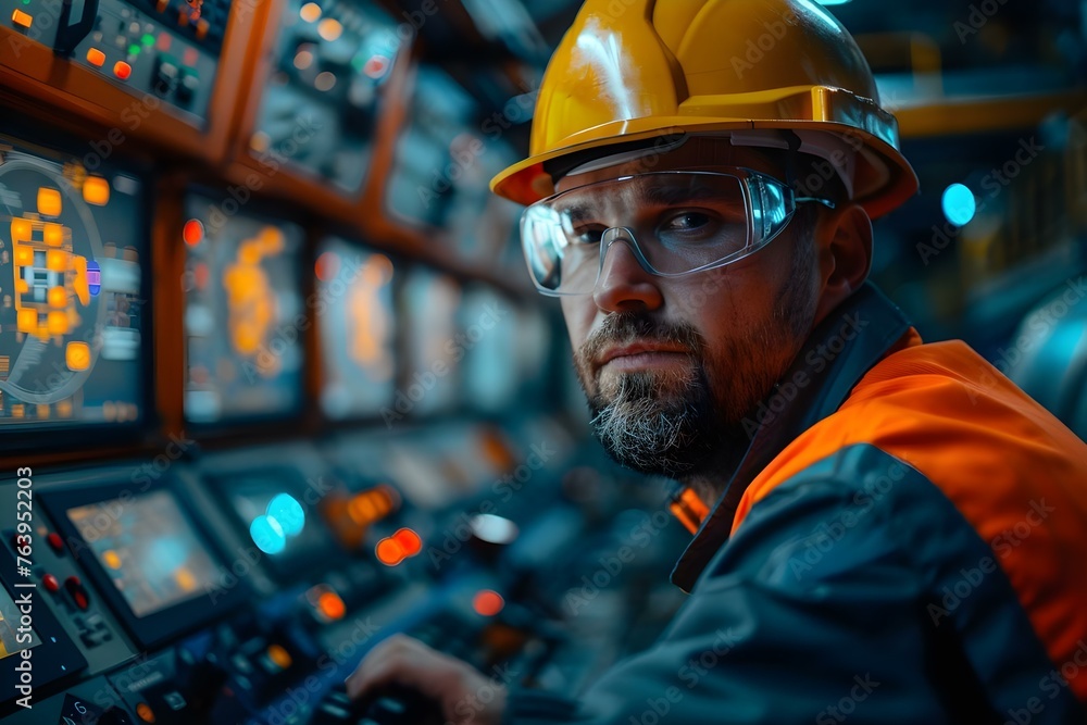 Aufkleber operating high-tech equipment in a hardrock mine with advanced technologies. concept advanced techno