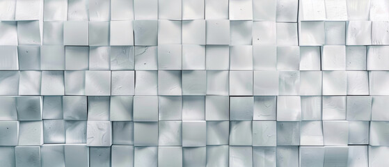 White rectangle mosaic tiles texture background. White tile. Long wide picture.