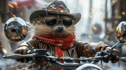 racoon on a motorcycle