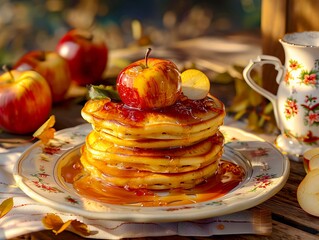 Apple Pancakes with Honey and Jelly