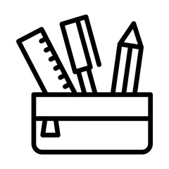 Pencil Case Vector Line Icon Design