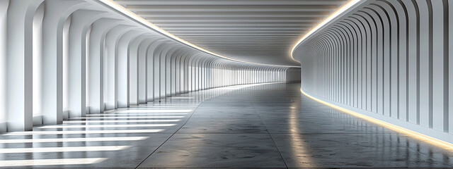 3D neon background studio futuristic corridor modern interior 3D Background tunnel light  