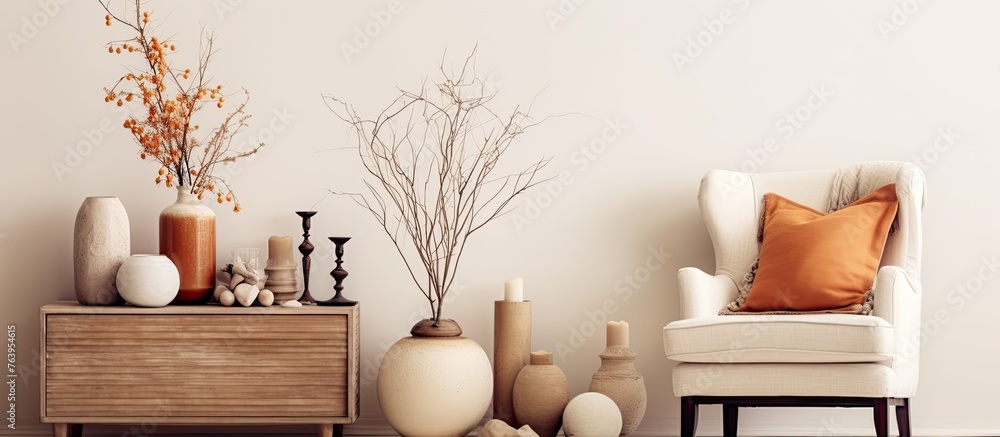 Poster there are numerous vases scattered on the floor of a room with no other objects