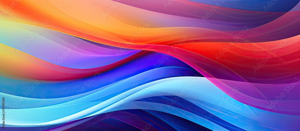 Poster a dynamic and colorful abstract background featuring flowing wavy lines and a variety of vibrant col