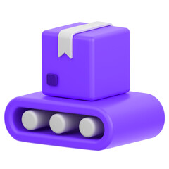 3d icon of a package on a conveyor belt	