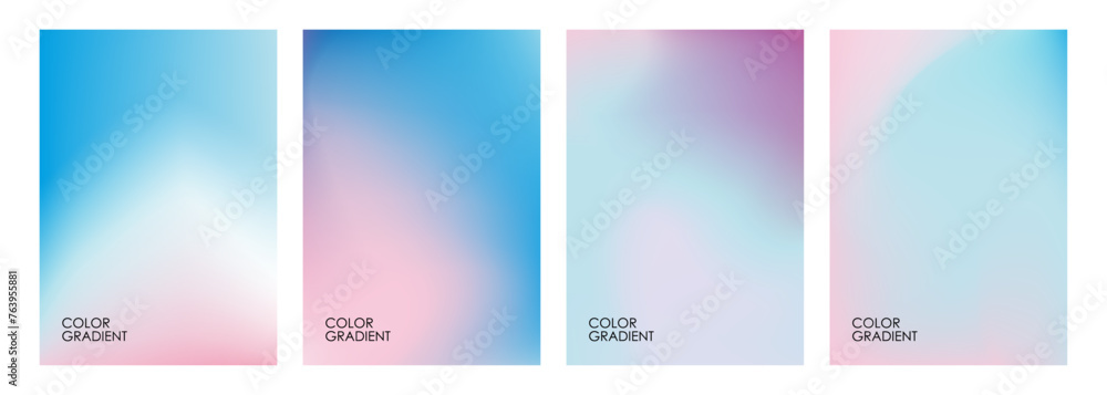 Aufkleber Set of bright blurred backgrounds. Color gradients. Defocused color templates for creative graphic design. Vector illustration.