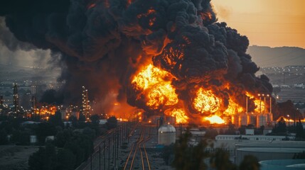 Fire at the oil refinery