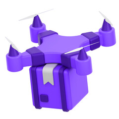 3d icon of a drone delivering a package	
