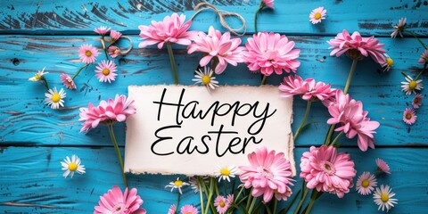 happy easter card with flower
