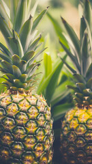 Pineapple plant background for stories templates or smartphone format  - 763956484