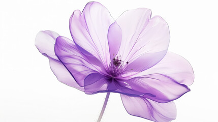 Transparent aery purple pink flower on white background. Aesthetic concept. Delicate watercolour. Generative AI