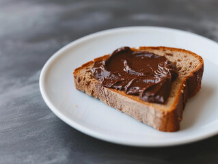 Fototapeta na wymiar Rustic Chocolate Spread Toast with Milk