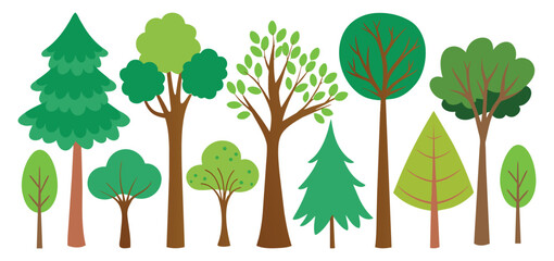 Fototapeta premium hand-drawn trees collection set, illustration vector for infographic or other uses