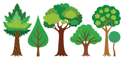 hand-drawn trees collection set, illustration vector for infographic or other uses