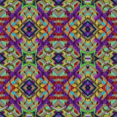 Fototapeta premium Geometric ethnic oriental ikat seamless pattern traditional design for background, carpet, wallpaper, clothing, wrapping, batik, fabric, vector illustration embroidery style.