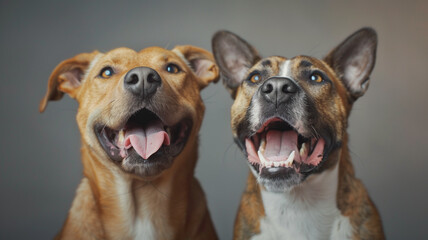 Two dogs standing up - obrazy, fototapety, plakaty
