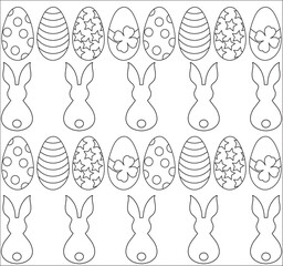 Happy Easter bunny and Easter egg colouring in page.