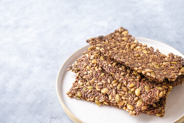 Seed crackers on neutral background