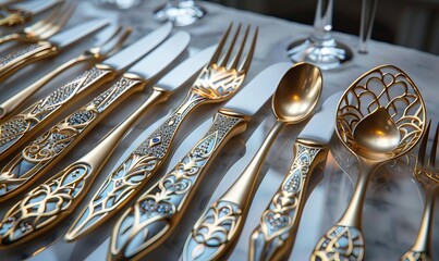 Building on extraterrestrial inspirations a prescription for intricate cutlery sets redefines elegance and utility - obrazy, fototapety, plakaty
