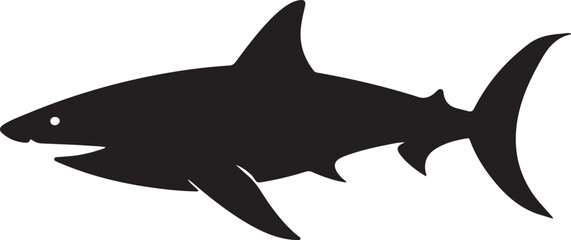 Shark Silhouette Vector Illustration White Background