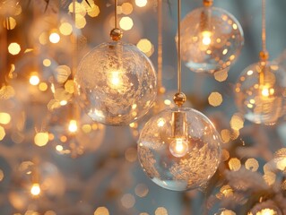 In the realm of magic orbs of light illuminate the background their bokeh creating a soft dreamlike atmosphere of wonder