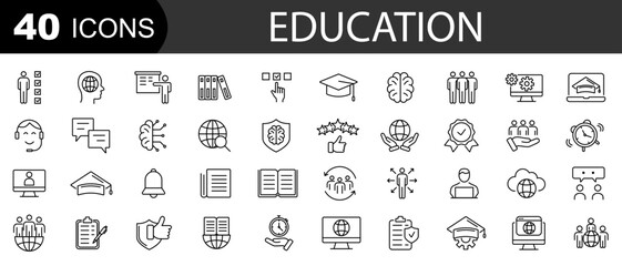 Fototapeta na wymiar Education line icons set. Education, School, Book . Vector illustration