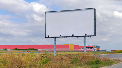 White Billboard Advertising at Highway Road Copy Space - obrazy, fototapety, plakaty