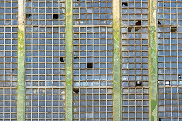 Windows Glass Wall at Abandon Factory Building Exterior