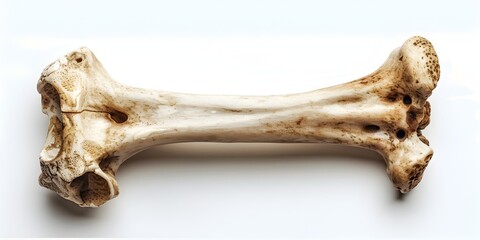 Closeup Organic Bone with Calcium Supplement for Healthy Skeleton on Plain White Background - obrazy, fototapety, plakaty