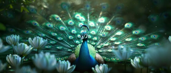 Elegance Peacock Prosperity emerges through vibrant hues embodying minimalist prosperity