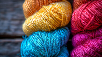 Photo of colorful yarn skeins.