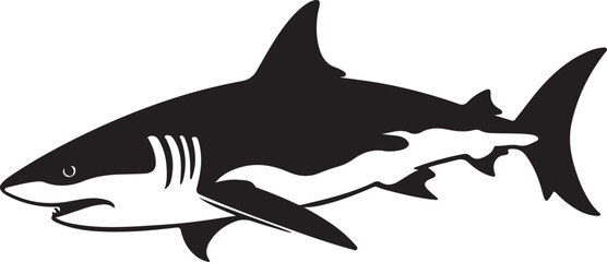 Shark Silhouette Vector Illustration White Background