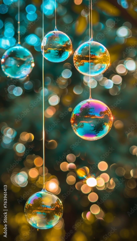 Aufkleber vivid rainbow reflection in a soap bubble background with an array of colorful hues