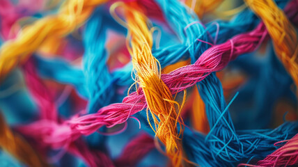 Close-up of colorful threads.