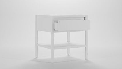 Wooden one drawer nightstand table storage premium photo 3d render