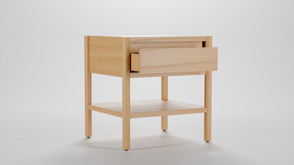 Wooden one drawer nightstand table storage premium photo 3d render