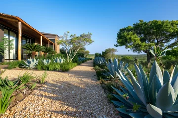 Foto op Canvas villa with a gravel pathway and aloes © Alfazet Chronicles