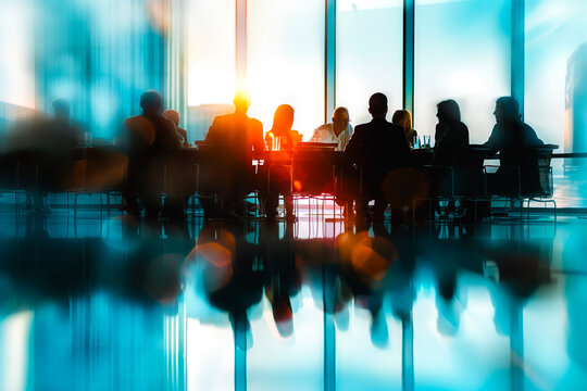 Business people in Round table discussions at Business conventions and Presentations, meeting business partners in the conference room, blurring the image