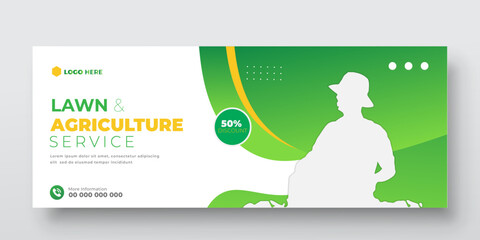 Agricultural and farming services web banner or social media post lawn gardening banner template