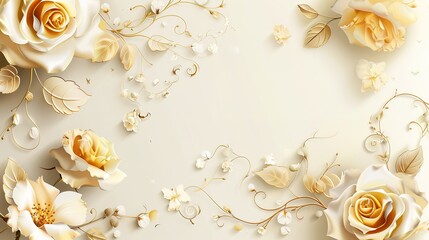 White flowers jasmine arrangement flat lay postcard style ,Generative ai, 