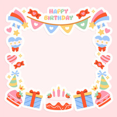 Obraz premium Colorful birthday stickers frame background