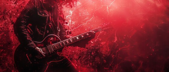 Rock gig poster grunge texture monochrome with red accent spotlight effect