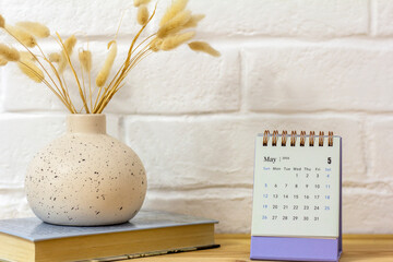 Fototapeta na wymiar Calendar for planning for May 2024 on your desktop.