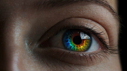 Multicolored eye macro generated ai  - obrazy, fototapety, plakaty