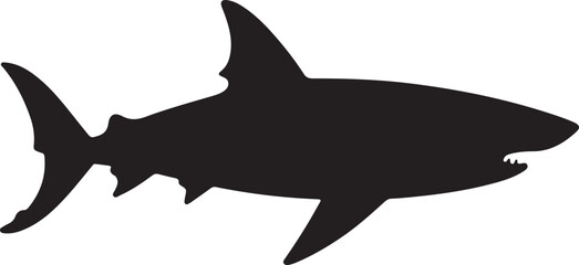 Shark Silhouette Vector Illustration White Background