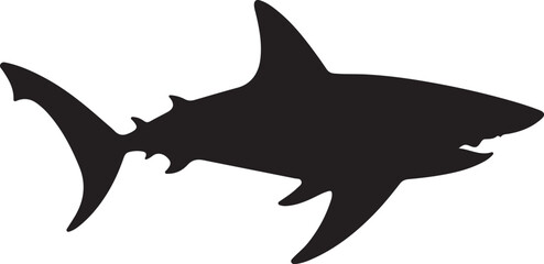 Shark Silhouette Vector Illustration White Background