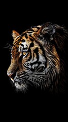 Fototapeta premium Animal sticker. Isolated black background Generative AI