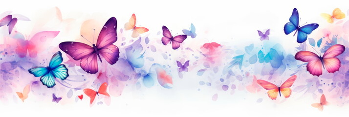 Charming watercolor butterflies that bring a feeling of lightness and joy. Generative AI - obrazy, fototapety, plakaty