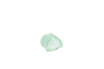 green tourmaline mineral stone macro on white background
