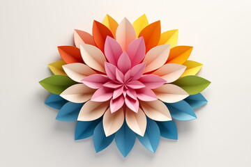 Colorful origami flower in paper cut style. Vector illustration. - obrazy, fototapety, plakaty